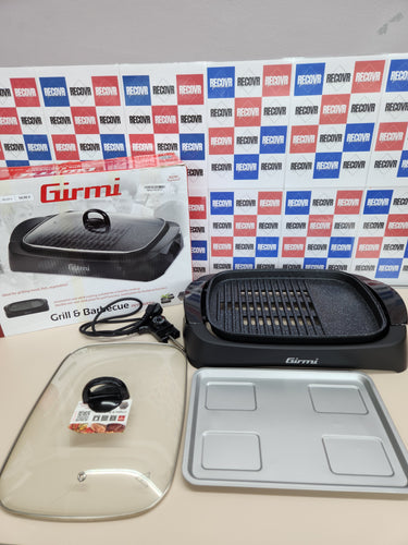 Girmi BQ90 Griglia & Barbecue - Tapa de vidrio templado, ajuste de temperatura, 2200 W, negro